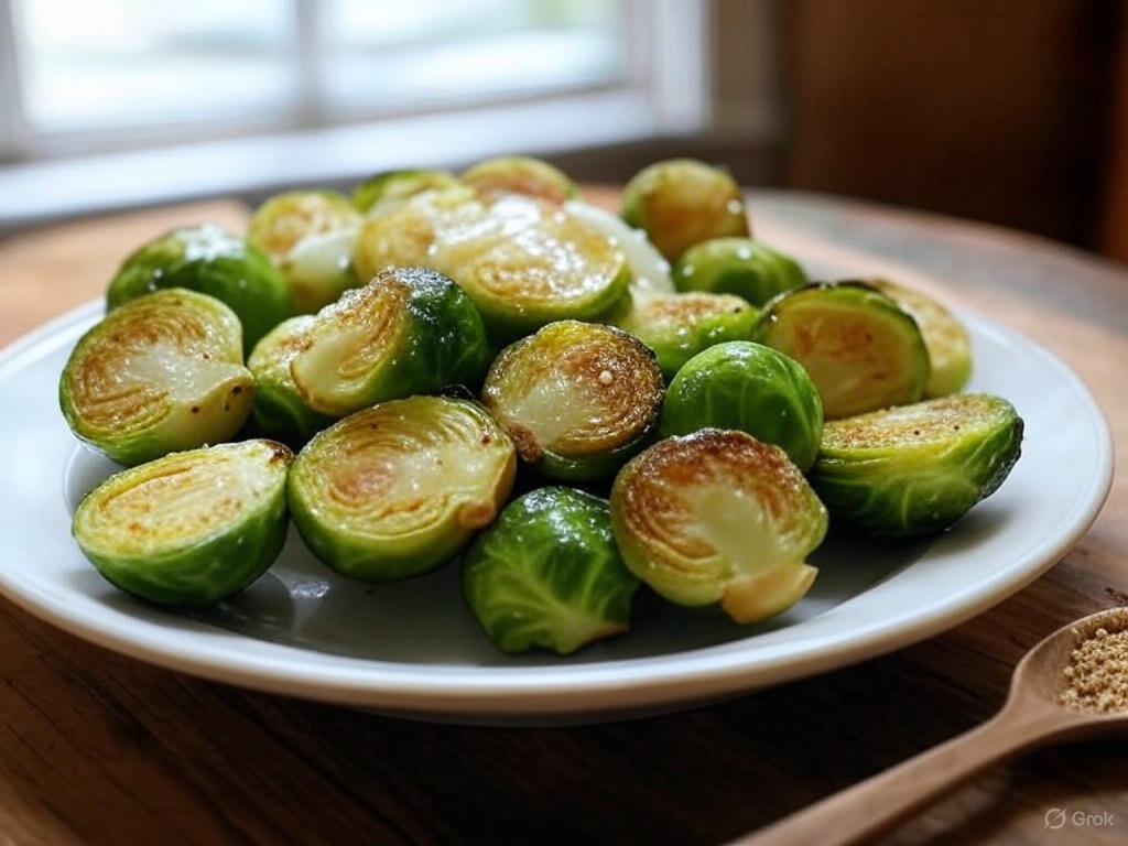 Pieczona brukselka z parmezanem i miodem
