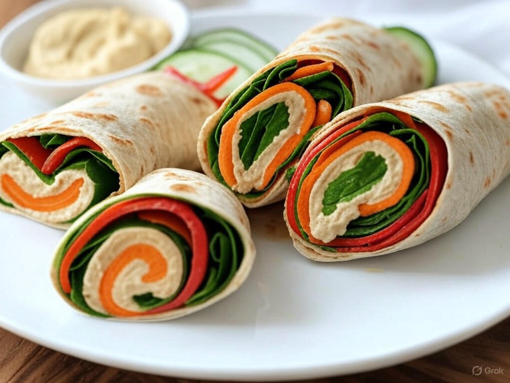 Wrapy z hummusem i warzywami