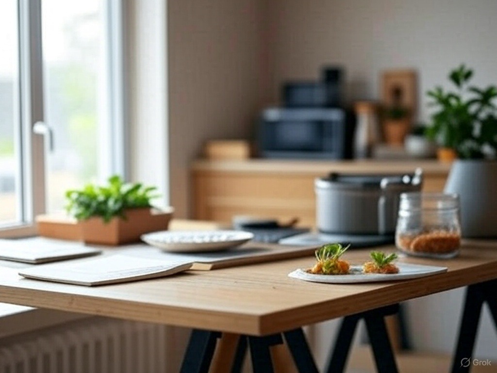 Stół w kuchni z przedmiotami