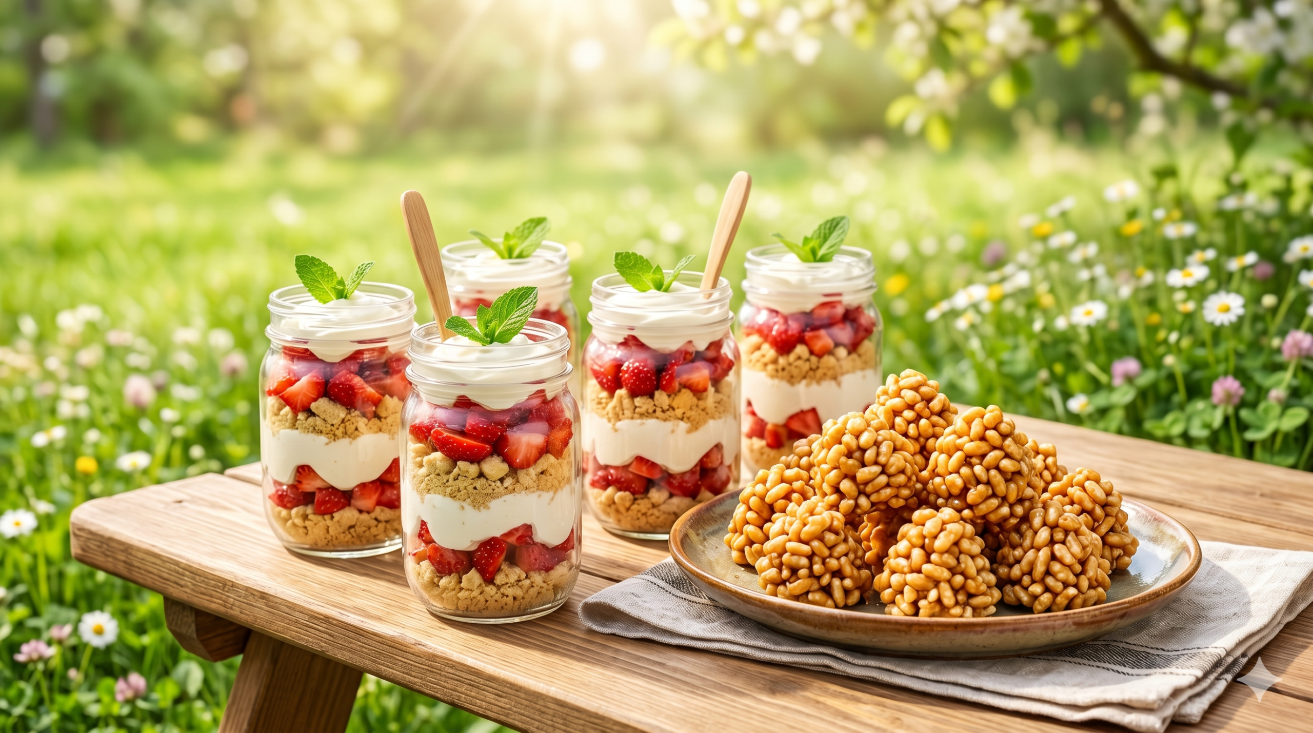 desery na stole w plenerze