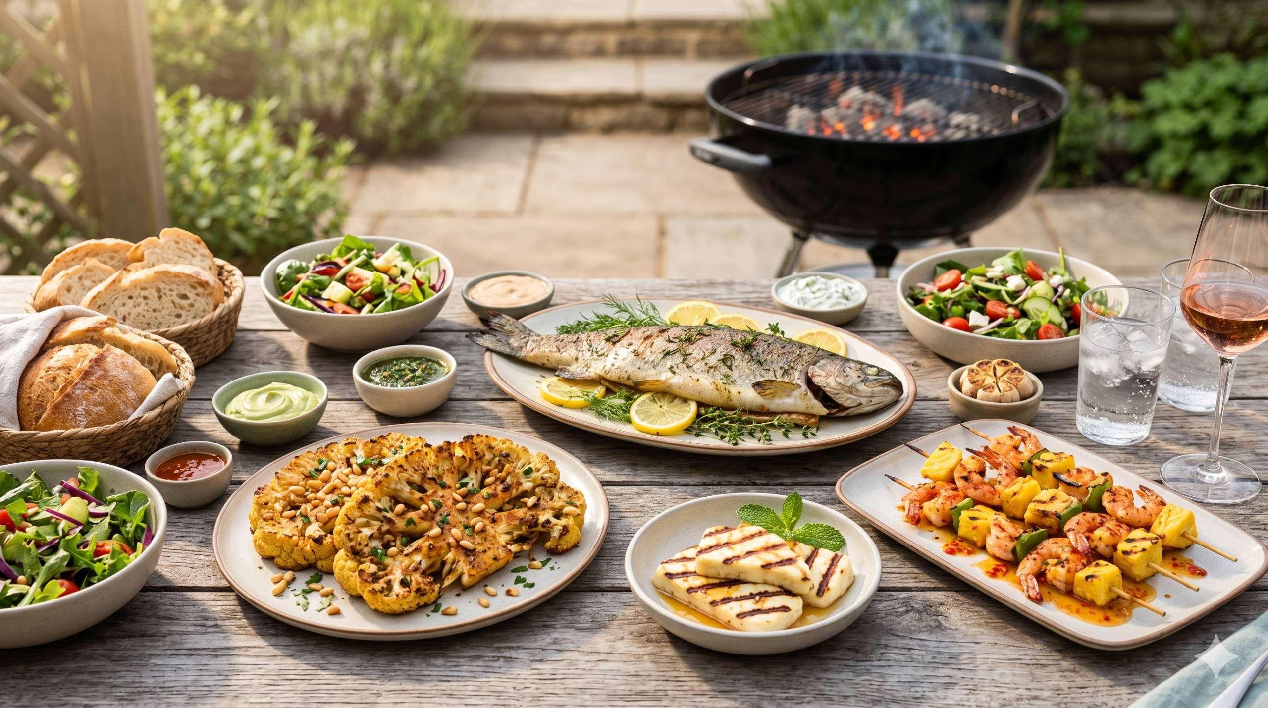 potrawy na stole grillowym